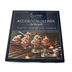 NIB Sur La Table Stainless Steel Collapsible Accordian Skewer For The Grill